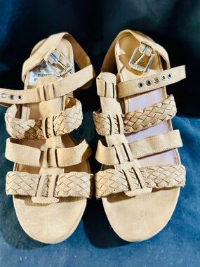 Women's Tan Braided Strappy Sandals